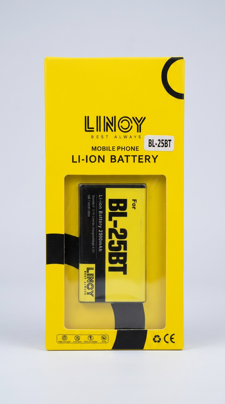 LINOY BL-25BT battery in the sealed yellow LINOY retail box