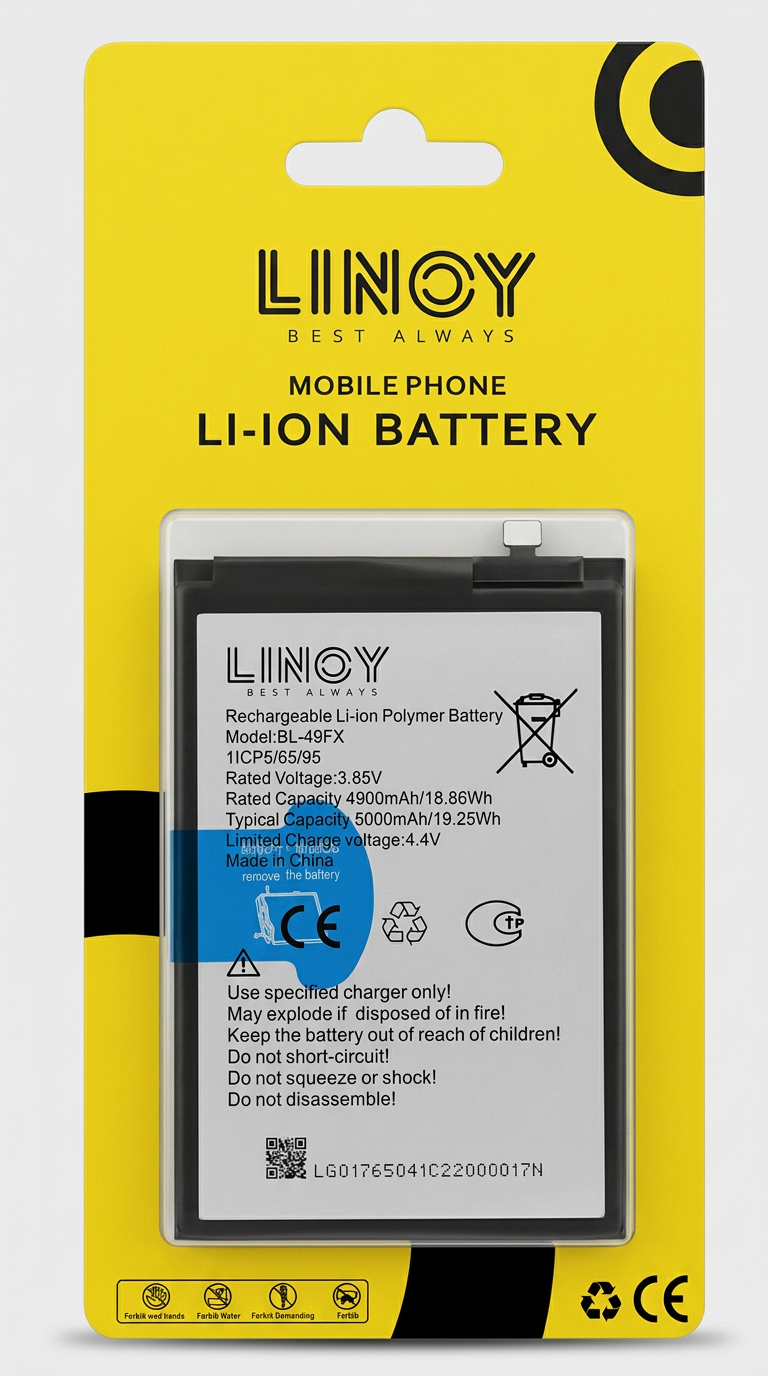 LINOY BL-49FX rechargeable lithium-ion polymer battery on its retail card
