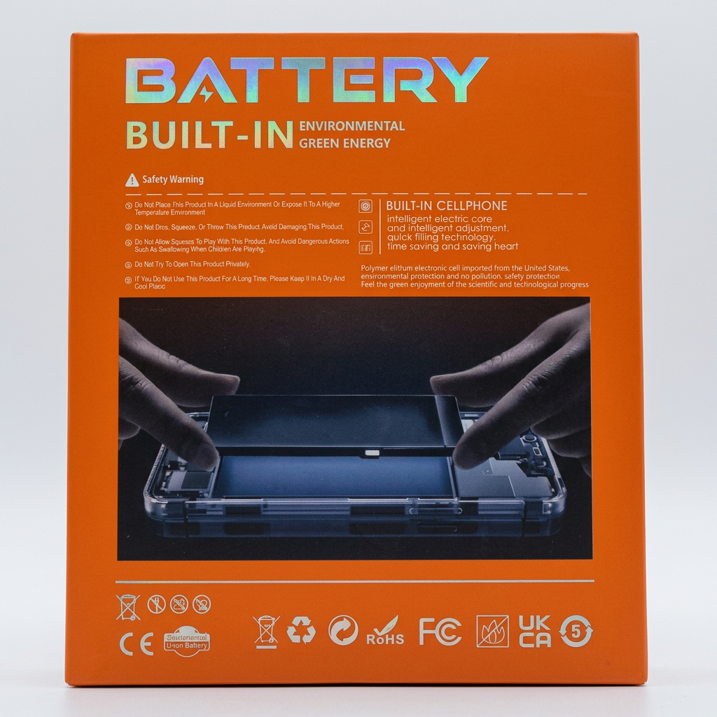 LINOY built-in battery retail box showing safety and handling information