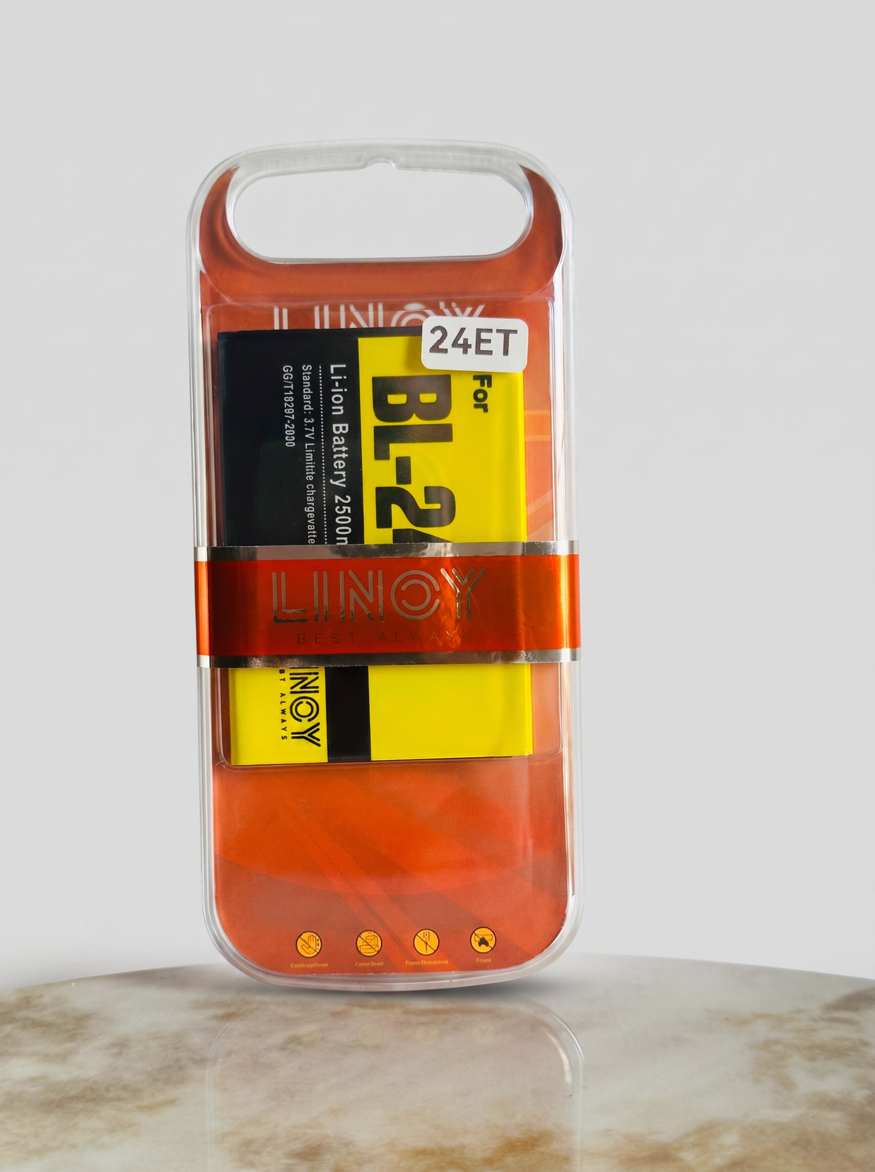 LINOY BL-24ET blister pack with the foil brand band